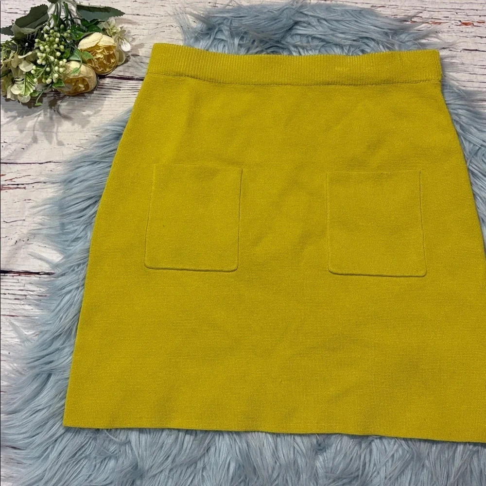 Anthropologie Flat White Mustard Yellow Pocket Mini Skirt